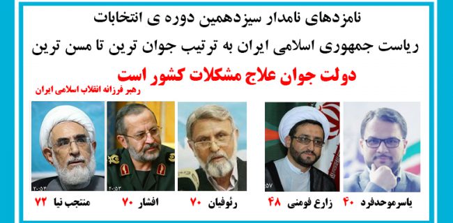 نامزدهای نامدار سیزدهمین دوره انتخابات ریاست جمهوری از جوان ترین تا مسن ترین